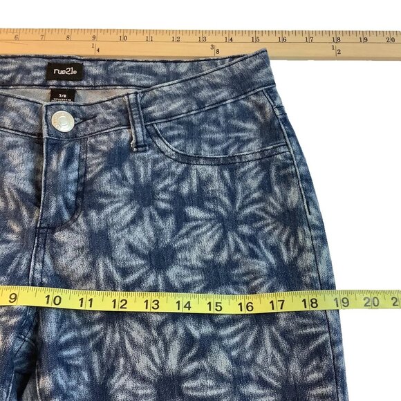 Rue21 Womens Blue Floral Print Skinny Leg Low Rise Jegging Size 7/8 - Picture 6 of 10